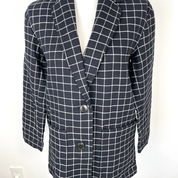 Madewell Waffleback Shaw Blazer In Windowpane Black White Size XXS New - Picture 6 of 16